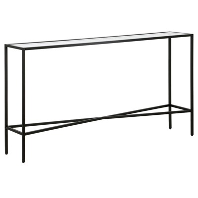 55" Blackened Bronze Metal and Glass Console Table