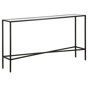 55" Black Bronze Console Table with Glass Tabletop - Henn&Hart - 1 of 4