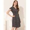 Allegra K Women's Boho Flutter Sleeve V Neck Belted A-Line Wrap Midi Floral Dress - 3 of 4