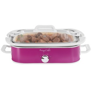 MegaChef 3.5 Quart Casserole Slow Cooker with 3 Temperature Settings in Purple - 1 of 4