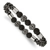 Chisel Stainless Steel Antiqued and Black IP-plated Chain 8mm Lava Stone Beaded Stretch Bracelet - 2 of 4