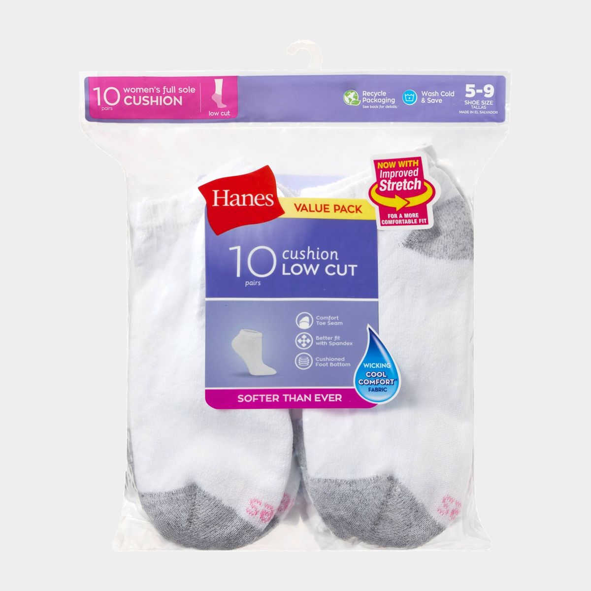 Hanes Women's 10pk Cushioned Low Cut Socks - 5-9 - thumbnail 9