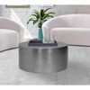 Cylinder Round Brushed Chrome Metal Coffee Table-Meridian Furniture - 2 of 4