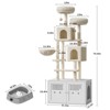 TROPOW Cat Tree with Litter Box Enclosure - 75.6-Inch Tall 2-in-1  Indoor Cats Furniture with Double Condos/Scratching Posts, White - 2 of 4