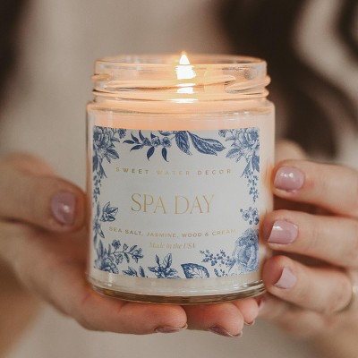 Spa Day Jasmine Scented Soy Candle in Clear Glass Jar