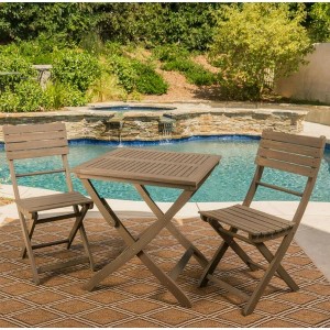 3/5 pcs Foldable Bistro Set, Outdoor Patio Wooden Dining Set with Foldable Table and Chairs -Merax - 1 of 4