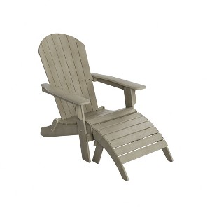 WestinTrends Tuscany HIPS Outdoor Patio Folding Adirondack Chair with Ottoman (2-Piece Set) - 1 of 4