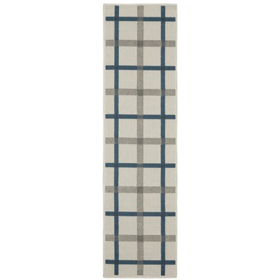 Oriental Weavers Torrey 7150H Light Grey/ Blue Indoor/Outdoor Area Rug - 1'10" x 7'3"
