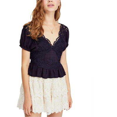 Free People Womens Sweet Roses Pullover Blouse