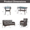 POCASSY 5 Piece Outdoor Patio Furniture Set, Brown Rattan Wicker Modern Outdoor Couch with Swivel Chairs and Coffee Table - 3 of 4