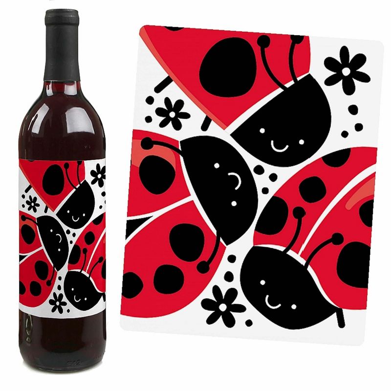 Big Dot of Happiness Happy Little Ladybug - Baby Shower or Birthday Party Decorations for Women and Men - Wine Bottle Label Stickers - Set of 4, 4 of 9