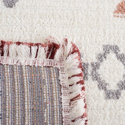 Ivory and Multi Moroccan Boho Tribal 4' x 6' Area Rug
