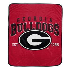 NCAA Georgia Bulldogs Vintage Arch Block Flannel Fleece Blanket: Sports Team Logo - 1 of 1
