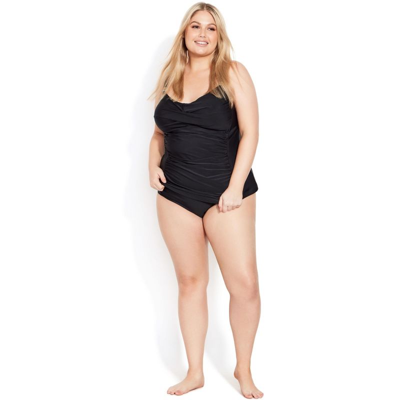 Women's Plus Size Hi Waist Swim Brief - black | EVANS, 1 of 4