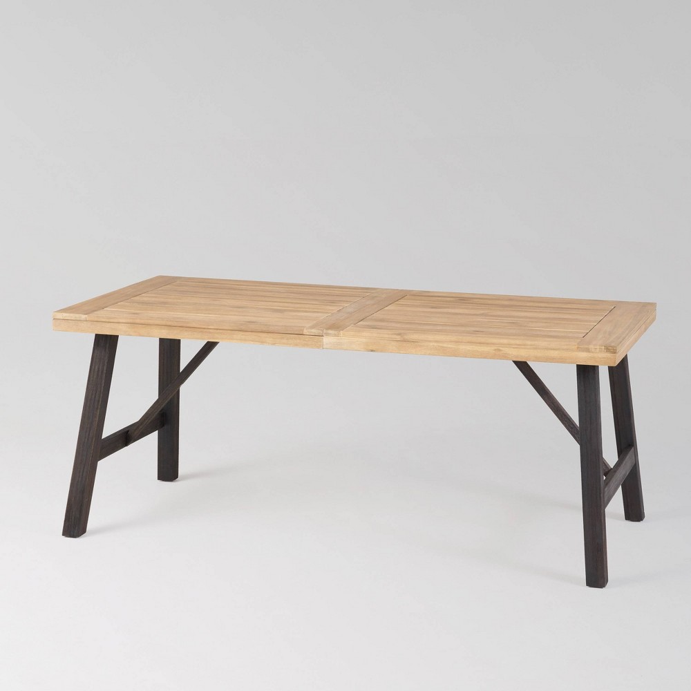 Photos - Garden Furniture Borocay Rectangle Acacia Dining Table - Brushed Gray - Christopher Knight