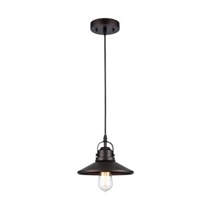 Chloe Lighting Mycroft Industrial-Style 1 Light Rubbed Bronze Ceiling Mini Pendant 9" Shade - 1 of 3