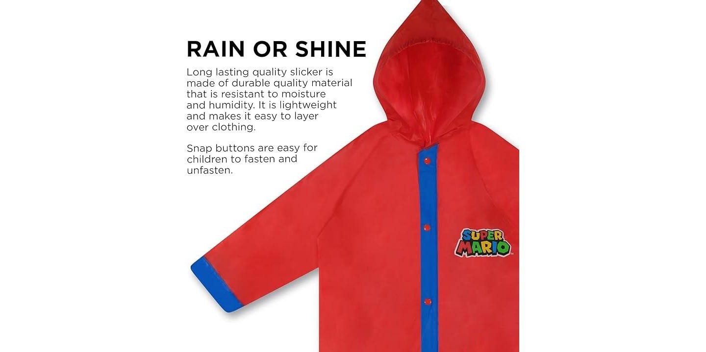 Super Mario Boy's Umbrella and Raincoat Set, Kids Ages 6-7 — фото 3