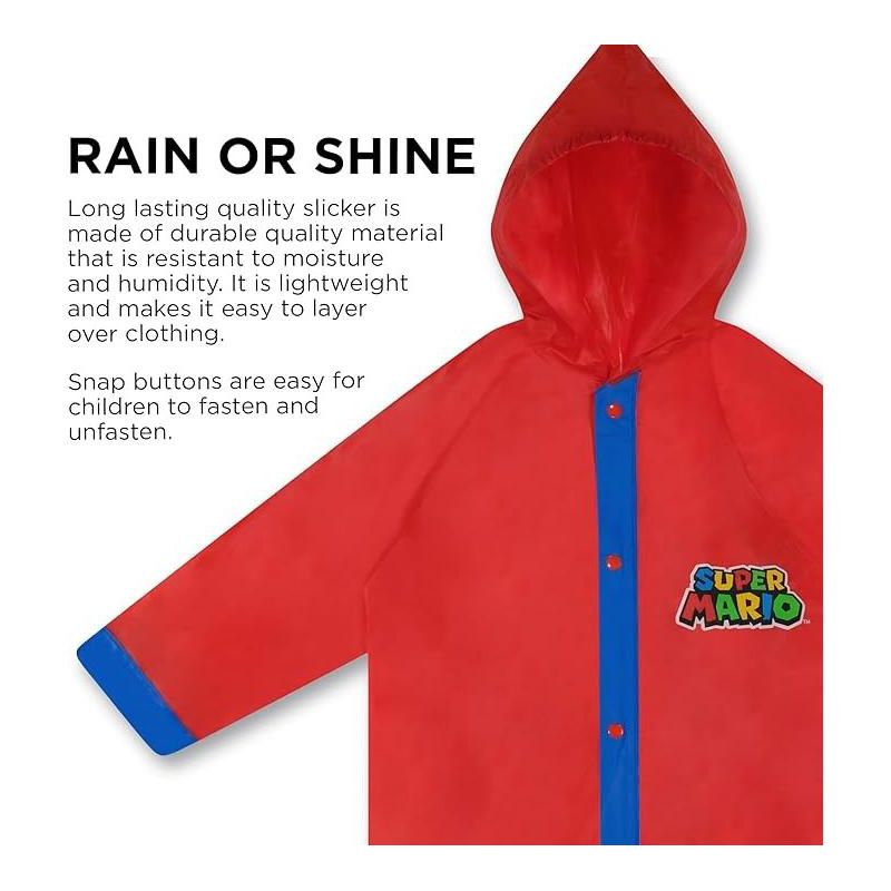 Super Mario Boy's Umbrella and Raincoat Set, Kids Ages 4-7, 3 of 7