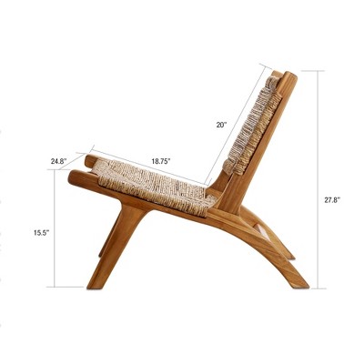 Copenhagen Solid Indonesian Mahogany and Banana Tree Bark Accent Chair