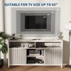 Fluted TV Stand for 65 Inch TV, Mid Century Modern Entertainment Enter with Storage, Slim Tall Wood Media Console Table - 2 of 4