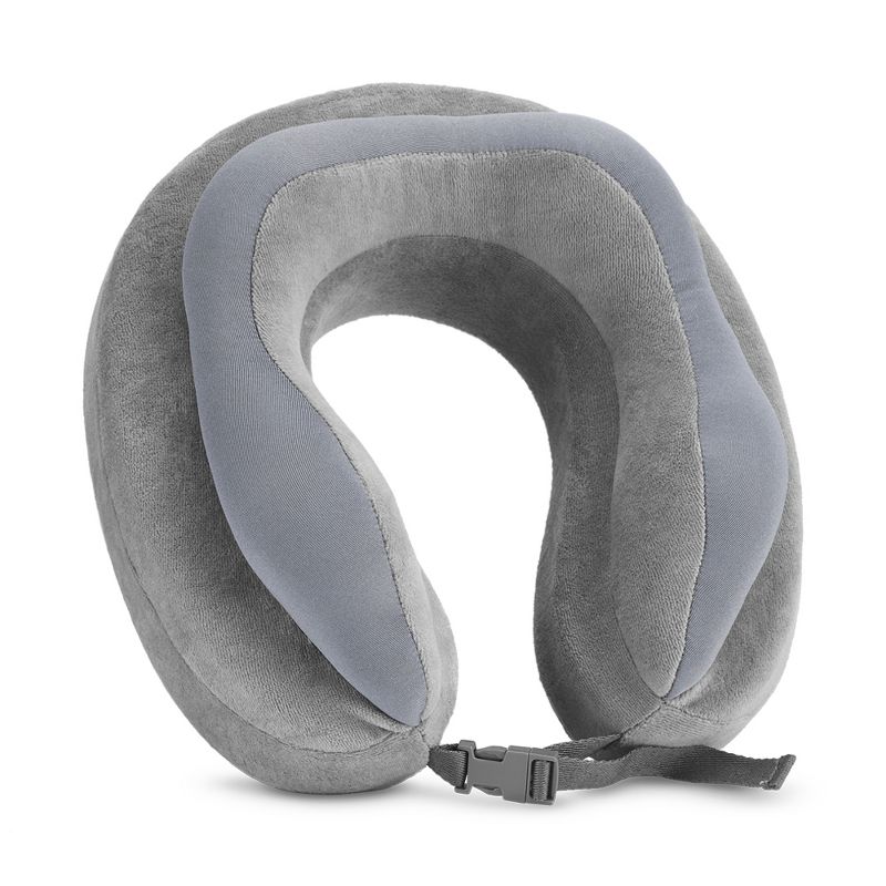 Travel Smart by Conair Memory Foam and Soft Beaded Neck Pillow - Gray, 1 of 5
