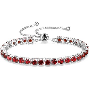 Sterling Silver Tennis Bracelet with Birthstone, Adjustable Bolo Chain Fine Jewelry, Anniversary Birthday Gift for Women - 1 of 4