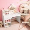 COZONY Kids Vanity with Lights, 2-in-1 Princess Makeup Desk & Chair Set, Open Bookshelf, Storage Cabinet & Shelves - 4 of 4