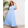 Whizmax Women Plus Size Wrap Maxi Dress Short Flutter Sleeves Empire Waist Split A Line Boho Casual Dress - 3 of 4