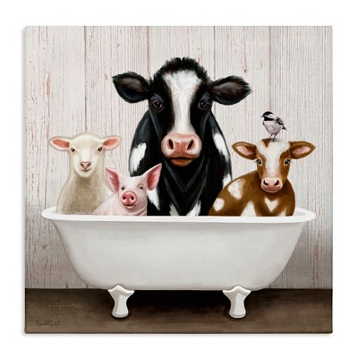 Stupell Industries Country Animals Farmhouse Claw Bathtub, 17" x 17"