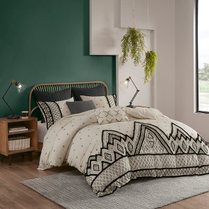 3Pcs Duvet Set, Boho Modern Bedding Set, Cotton Bed Comforter - 1 of 4