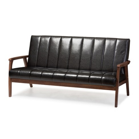 Nikko Mid century Modern Scandinavian Style Faux Leather Wooden 3