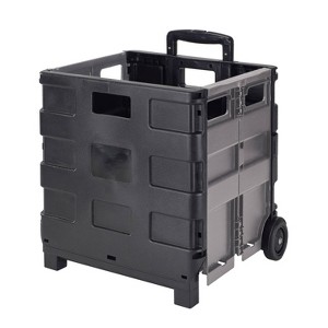 Simplify Portable Folding Shopping Cart: Black Rolling Tote with Wheels, Universal Utility Storage, No Assembly Required - 1 of 4