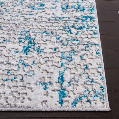 Amelia Grey and Turquoise Rectangular Washable Area Rug
