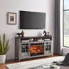 NAYSAYE Indoor Fireplace Media Stand with Flame Effect and Adjustable Heat for Living Room, Gray, 55"*15.5"*30.5" - 2 of 4