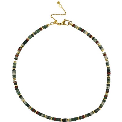 Slate by Rebl Natural Stone Beads Necklace  Stainless Steel