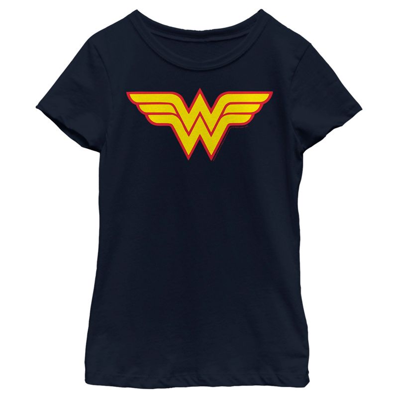 Girl's Wonder Woman Two Color Logo T-Shirt, 1 of 5