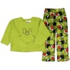 Seven Times Six Dr. Seuss GRINCH Kids Santa Plaid Plush Fleece Pajama Sleep Set Green - 2 of 4