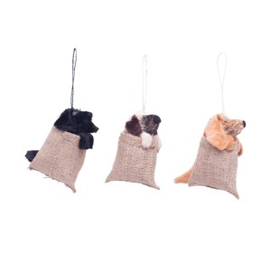 Gallerie II Dog in Feed Sack Buri Ornament Set of 3 - 1 of 2