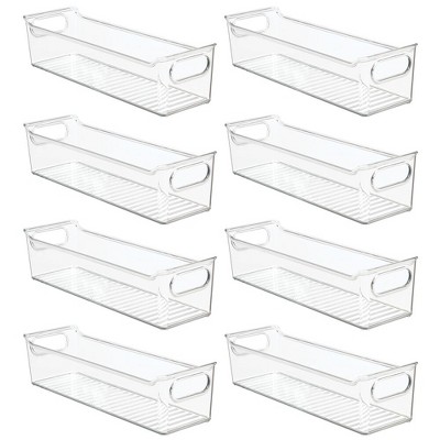 Mdesign Slim Plastic Kitchen Storage Container Bin With Handles, 8 Pack ...