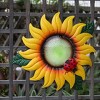 LuxenHome Sunflower Metal and Glass Outdoor Wall Decor Yellow - 2 of 4