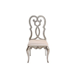 Set of 2 23" Esteban Dining Chairs Ivory Velvet/Antique Champagne Finish - Acme Furniture - 1 of 4
