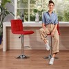 COMHOMA Bar Stools,  Modern PU Leather Swivel Adjustable Hydraulic Bar Stool Wide Base Square Counter Bar Stool Set of 2 - 2 of 4