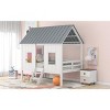 Streamdale Twin Size Low Loft House Bed with Roof and Two Front Windows, White - 3 of 4