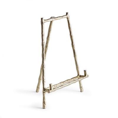 Plum & Post 14.5" Baldwin Premium Gold Finish Bamboo Decorative Medium Cookbook Art Picture Frame Luxury Easel Holder