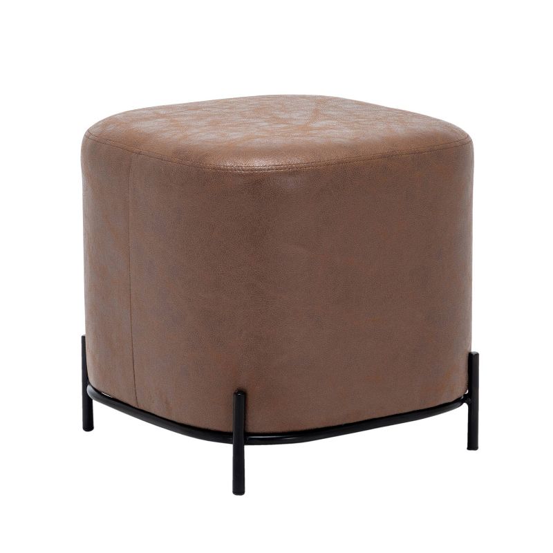 17" Modern Square Ottoman with Metal Base - WOVENBYRD, 4 of 18