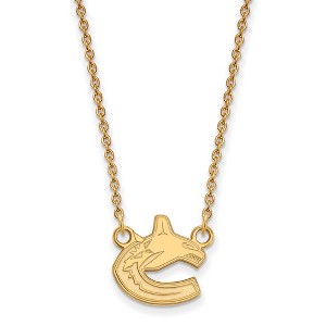 Black Bow Jewelry 14k Yellow Gold Plated Sterling Silver Vancouver Canucks NHL Necklace 18 Inch - 1 of 4