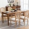 INFURNIC Dining Chairs French Style Linen Fabric Chair with Rattan Back and Solid Wood Frame for Dining Room, Beige, 23.4"*19.3"*37.4" - 3 of 4