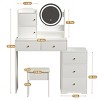 Vanity Desk Modern with LED Mirror and 5 Drawers for Bedroom 47.24in-3irtyhousy - 4 of 4