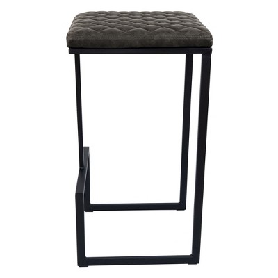 Gray Leather Adjustable Barstool with Metal Frame