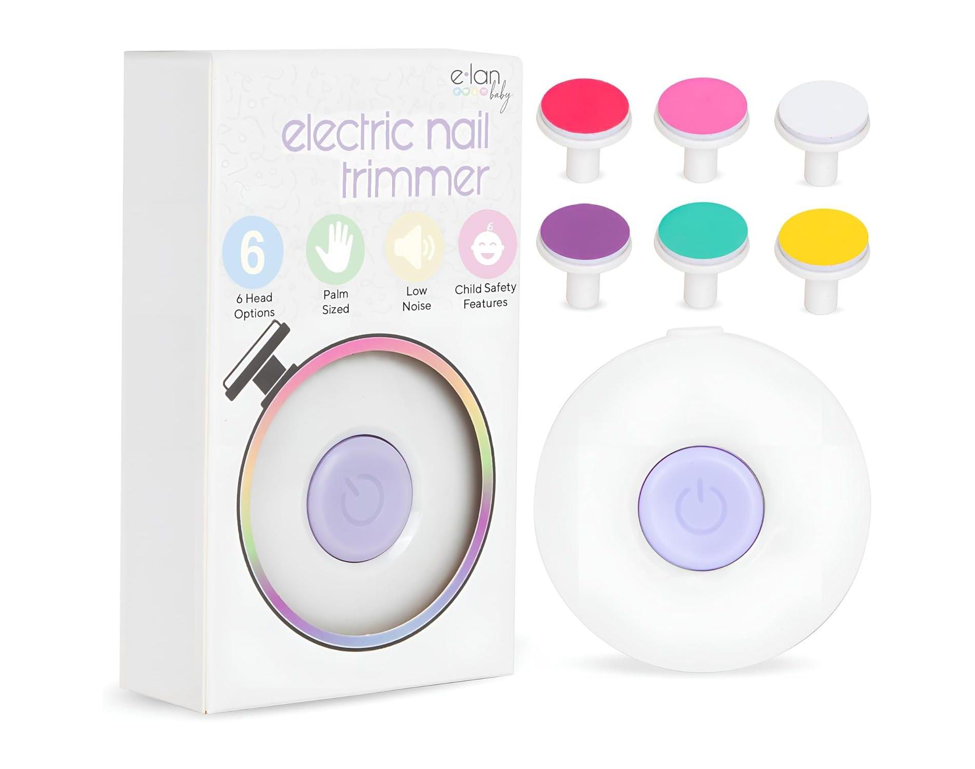 Elan Baby Electric Nail Trimmer, Safe & Easy to Use with 6 Head Options, Gentle Nail File, Perfect for Newborns, Infants, & Toddlers